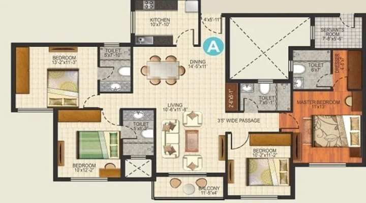 4 bhk unit plan