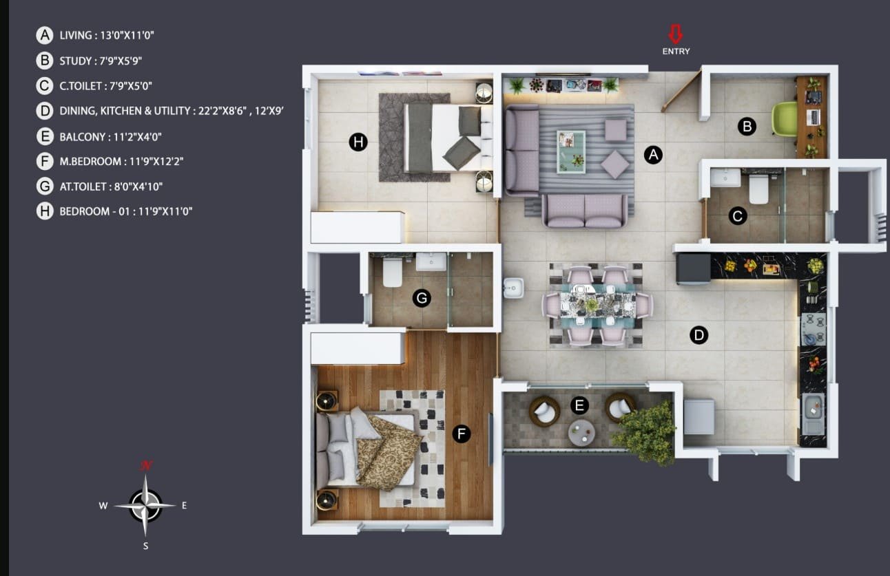 2bhk unit plan